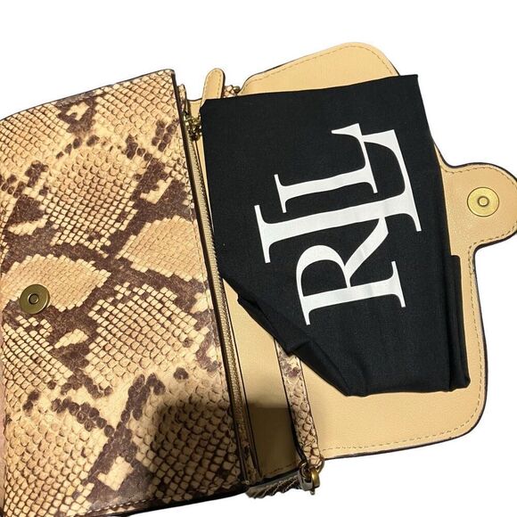 Lauren Ralph Lauren Snakeskin Animal Print Adair Crossbody Compact Wallet Luxury - Picture 8 of 15